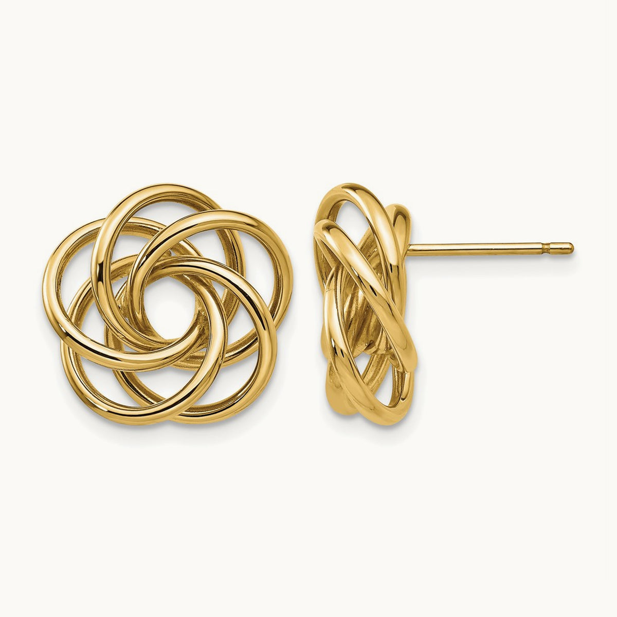 Polished Love Knot Post Earrings, 14K