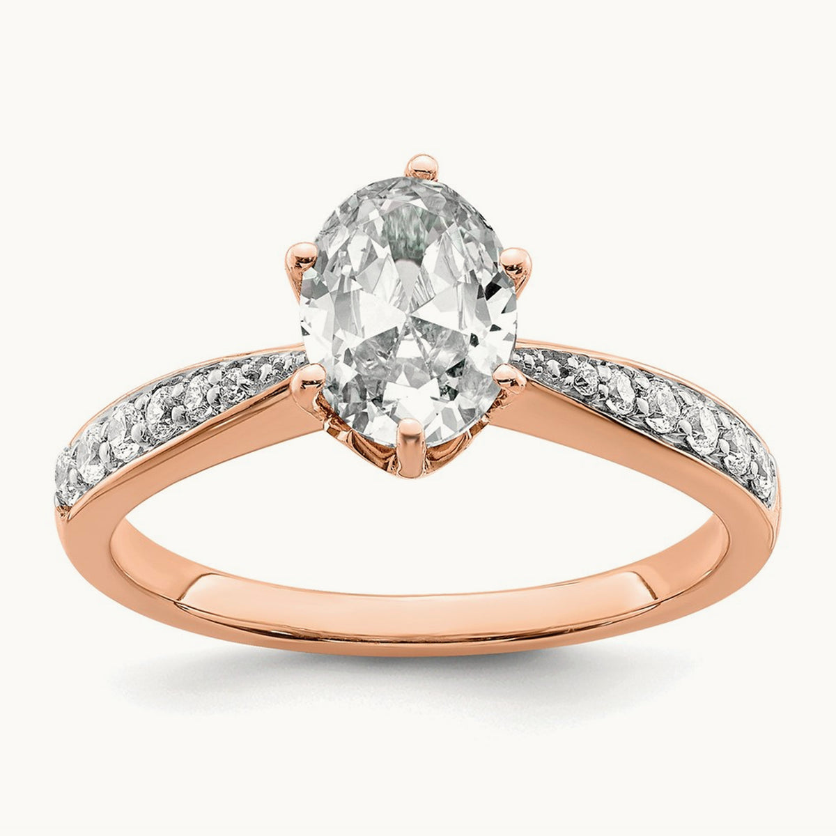 Oval Leaf Design Semi-Mount Ring — 1 ct, 7