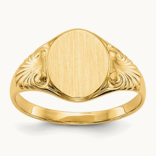 7.5x10. Closed Back Signet Ring, 0mm, 14K