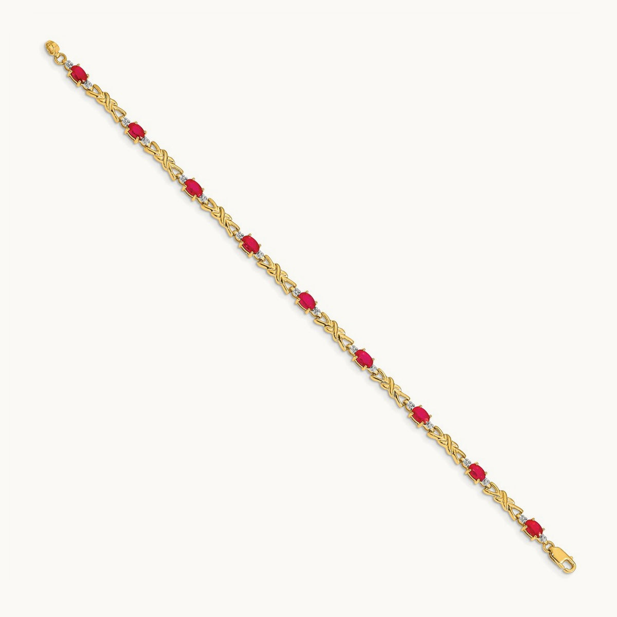 Diamond and Oval Ruby Bracelet, 14K