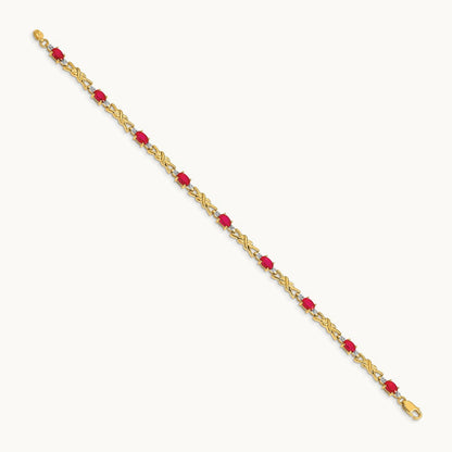 Diamond and Oval Ruby Bracelet, 14K