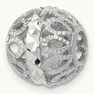 Diamond-cut Filigree Ball Chain Slide — 14K White Gold