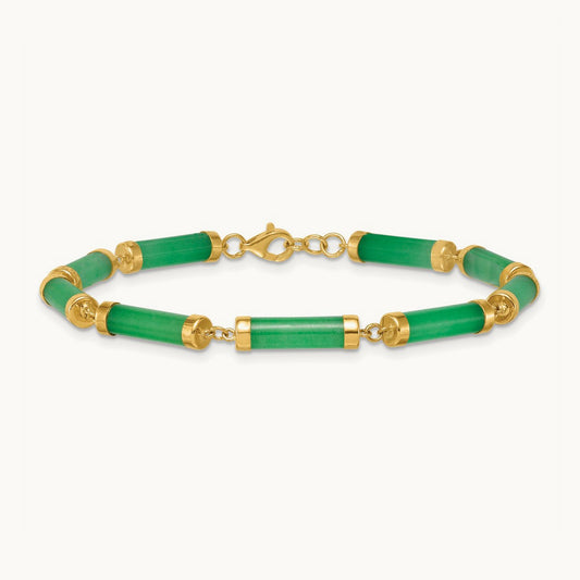 Polished Jade Bars Bracelet, 4.0mm, 14K
