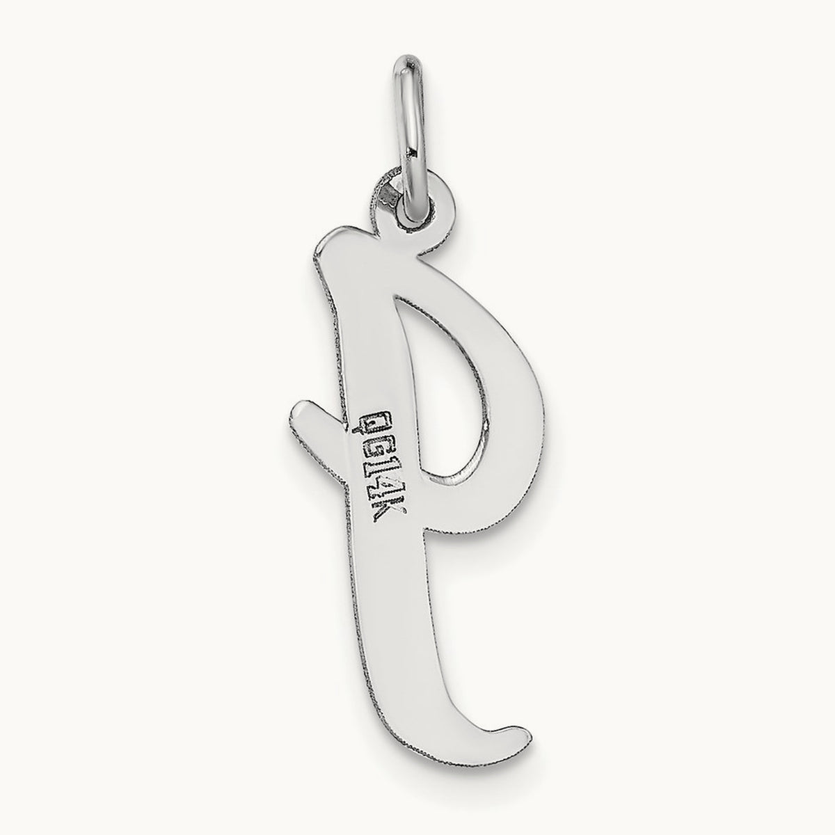 Large Script Initial Charm — 14K White Gold, I