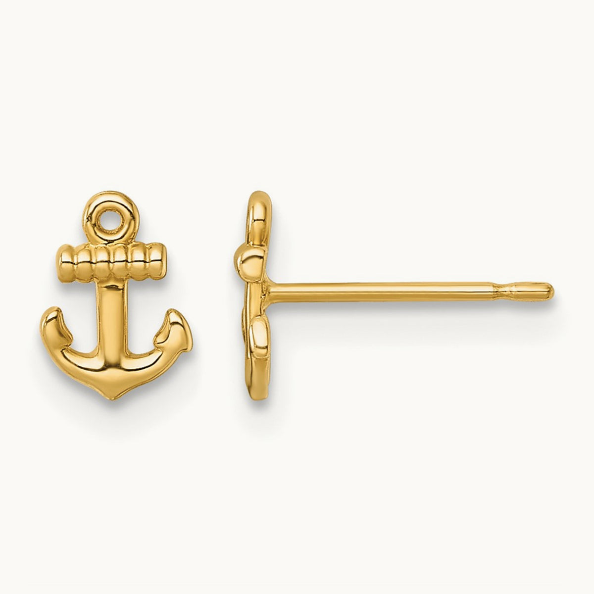 Polished Anchor Post Earrings, 14K