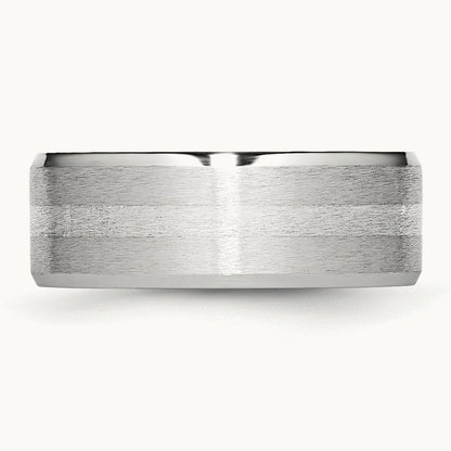 Cobalt Sterling Silver Inlay Satin and Polished Beveled Edge Band — photo set