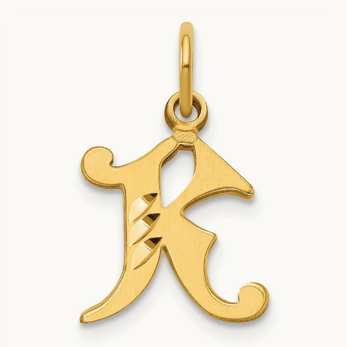 Diamond-cut Initial Charm — 14K Yellow Gold, K