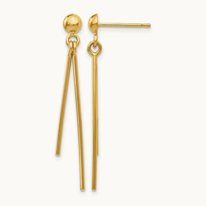 Polished Post Dangle Earrings — 14K Yellow Gold