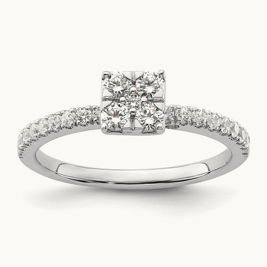 Cluster Engagement Ring, 0.50 ct tw Lab-Grown Diamond