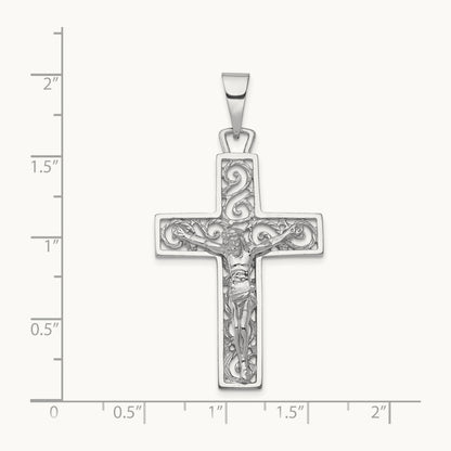 Crucifix Pendant, 14K White Gold