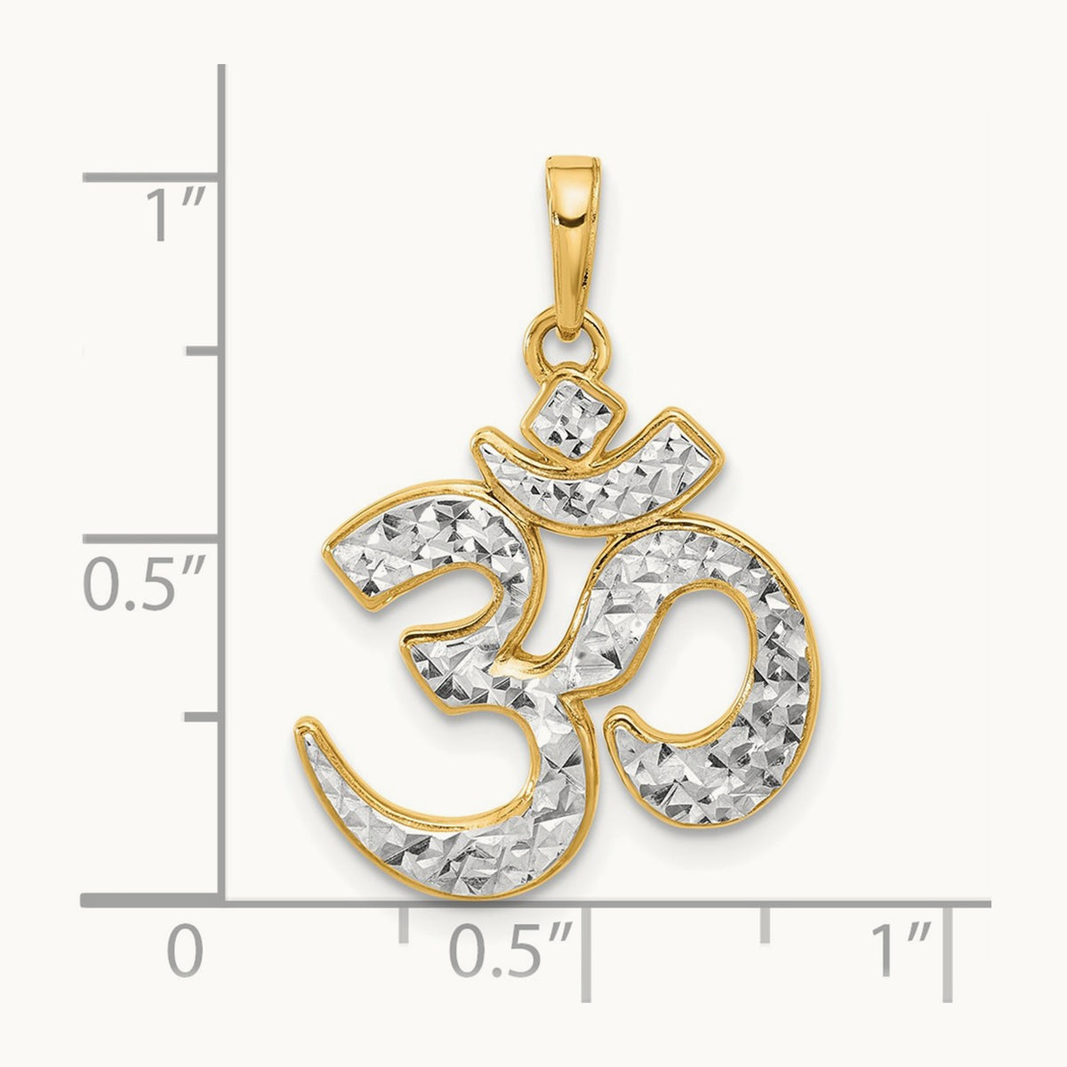D/C Om Pendant, 14K with White Rhodium