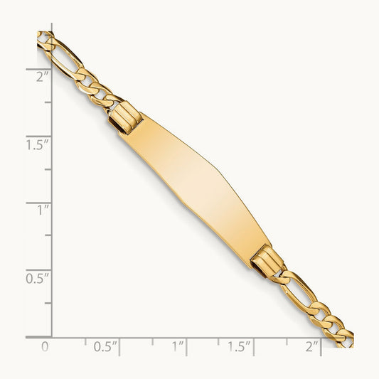 Figaro Soft Diamond Shape ID Bracelet, 14K