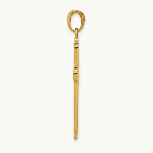 Solid Cross Pendant — 14K Yellow Gold