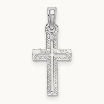 D/C Cross Charm — 14K White Gold, 21.85mm