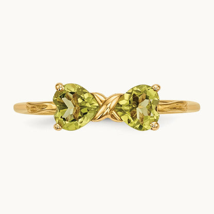 Polished Peridot Bow Ring, 14K Gold