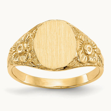 8.0x10. Closed Back Signet Ring, 0mm, 14K