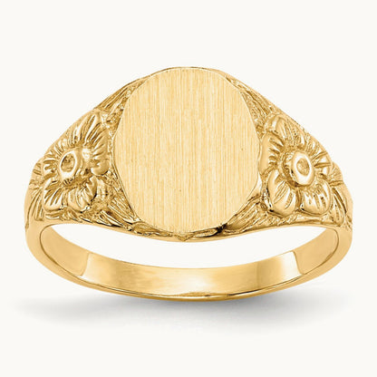 8.0x10. Closed Back Signet Ring, 0mm, 14K
