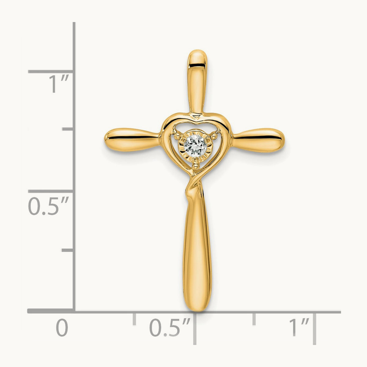 Topaz Cross w/Heart Chain Slide, 14K White
