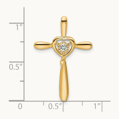 Topaz Cross w/Heart Chain Slide, 14K White