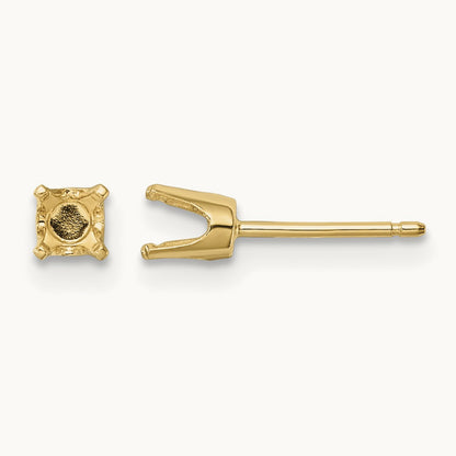 Setting: Round Stud Earring Mounting with backs — 14K Yellow Gold