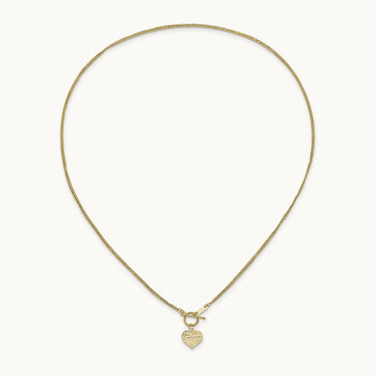 Polished 3-Strand D/C Heart Toggle Necklace, 14K