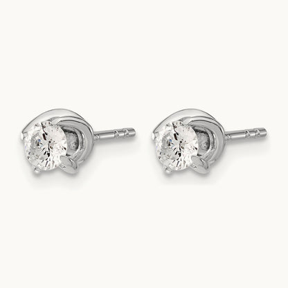 Fancy Twist Diamond Earrings, 14K White Gold