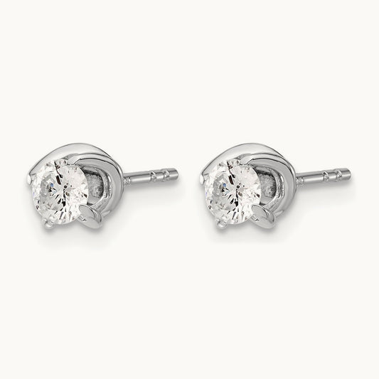 Fancy Twist Diamond Earrings, 14K White Gold