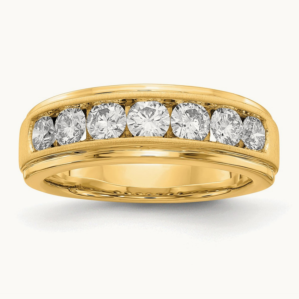 7 Stone Men's Ring, 1.50 ct tw Lab-Grown Diamond — 10K Yellow Gold