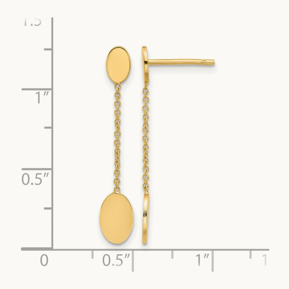 Polished Oval Discs Dangle Post Earrings, 14K — Leslie's