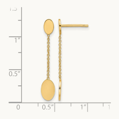 Polished Oval Discs Dangle Post Earrings, 14K — Leslie's