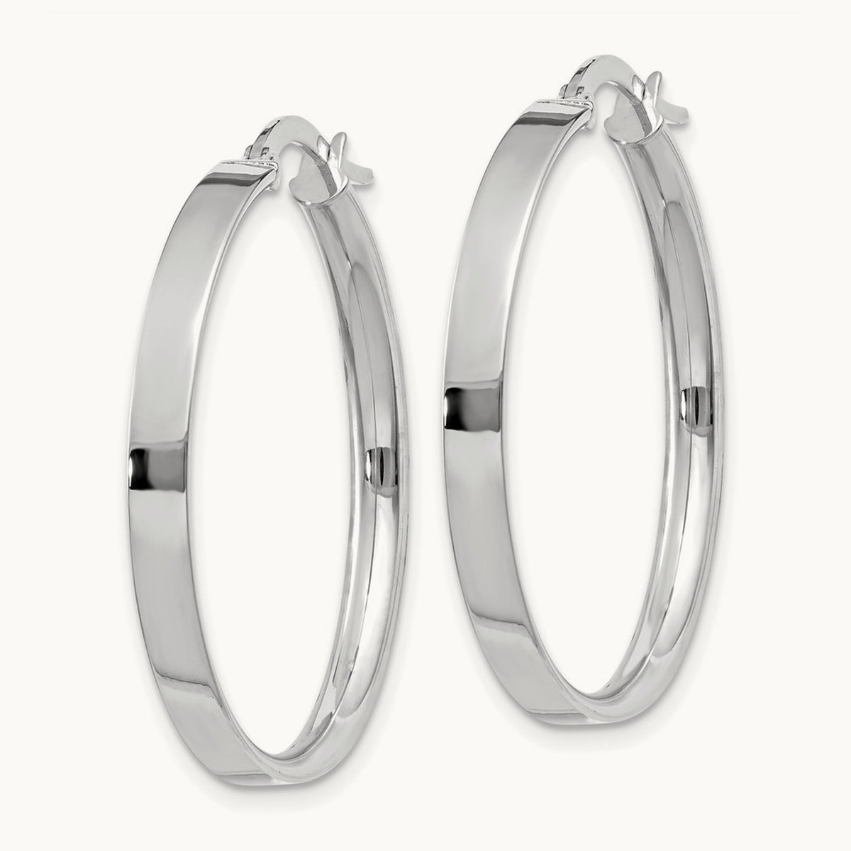 Large Hoop Earrings — 14K White Gold, 3mm