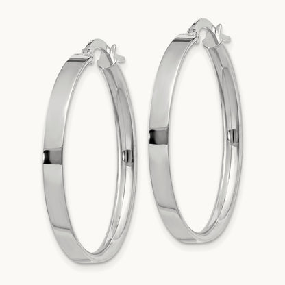 Large Hoop Earrings — 14K White Gold, 3mm