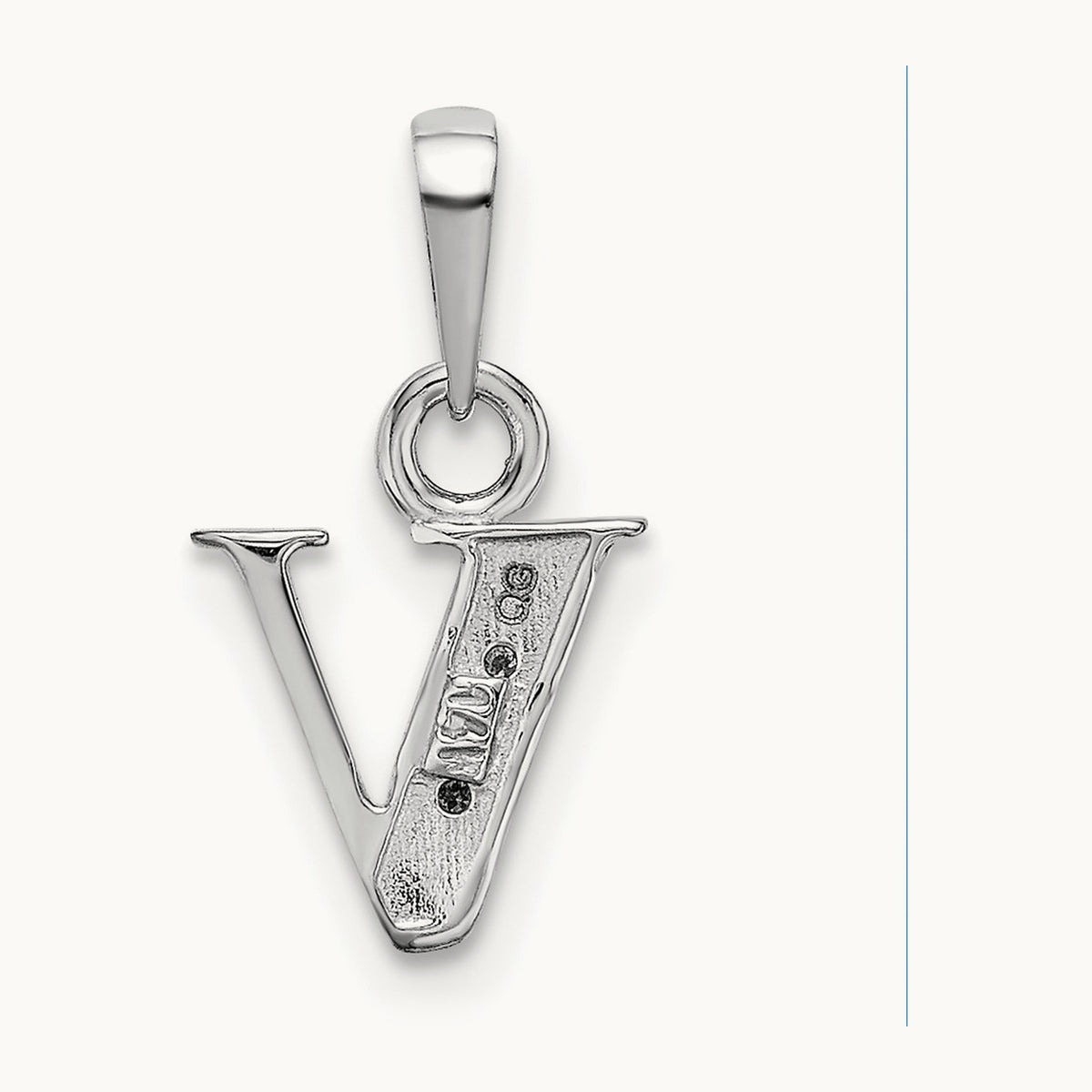 Rhodium-plated Diamond Letter V Initial Pendant, 14K White Gold