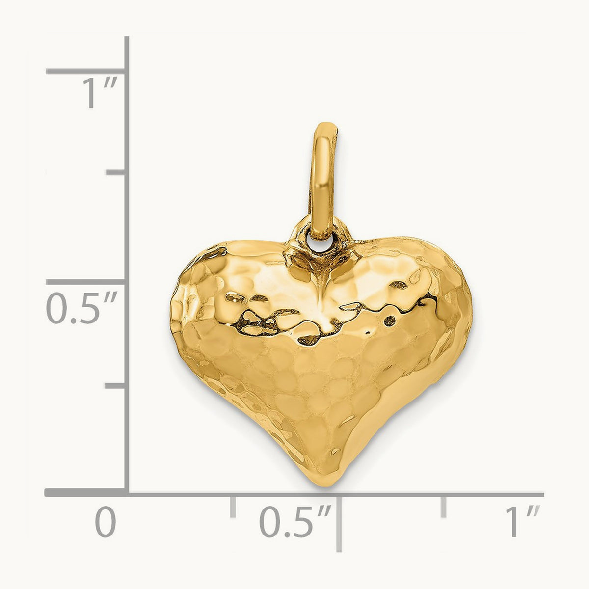 Polished and Hammered 3-D Heart Pendant — 21mm