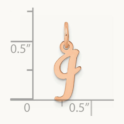 Small Script Letter I Initial Charm, 14K Rose Gold