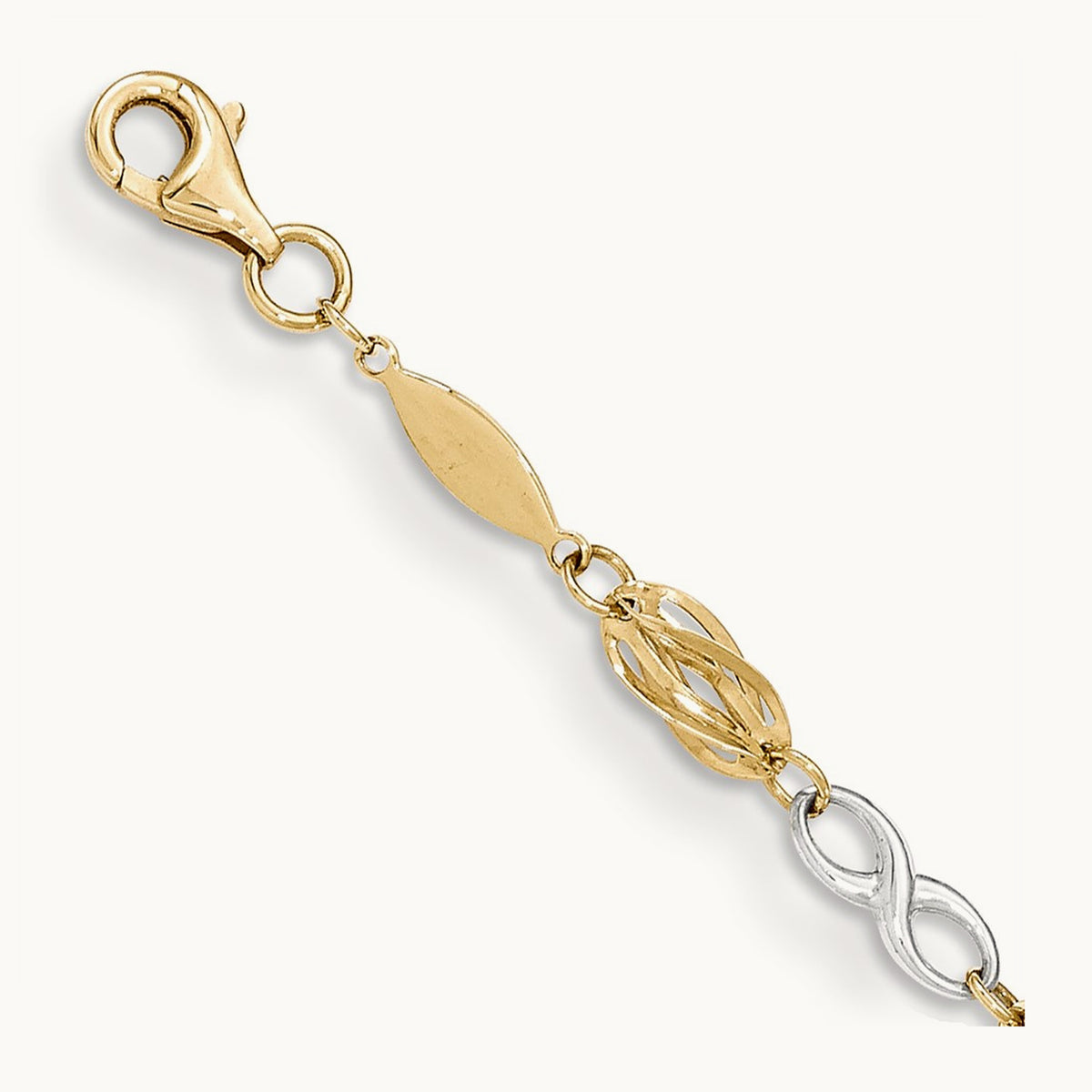 Polished Infinity Symbol 7.5in Bracelet, 14K Two-tone