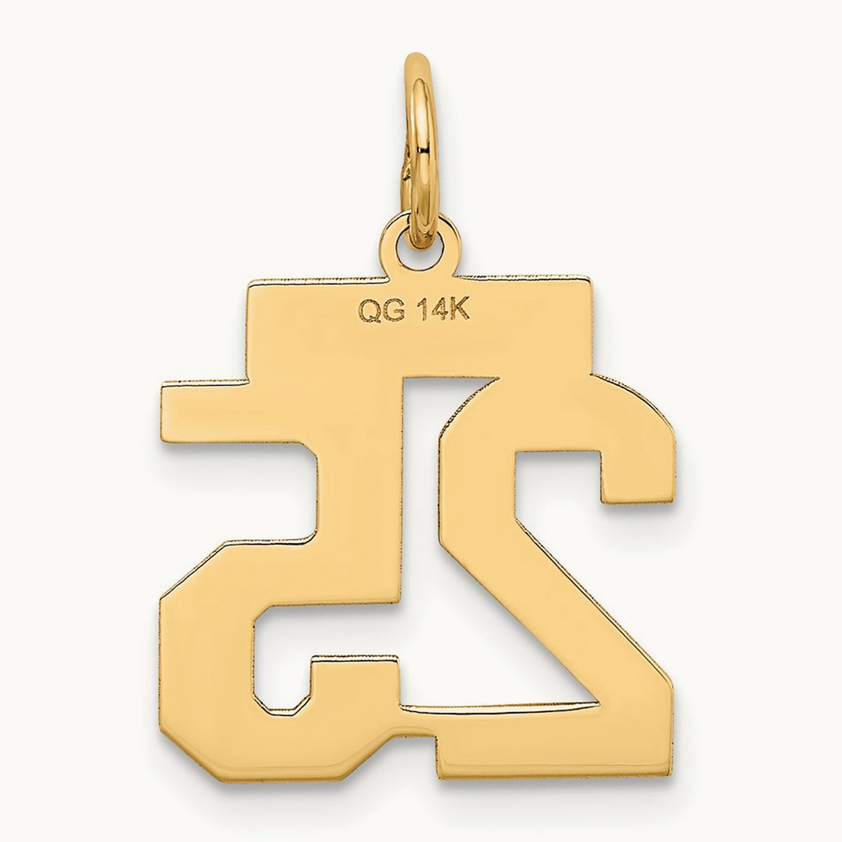 Small Satin Number 25 Charm — 14K Yellow Gold