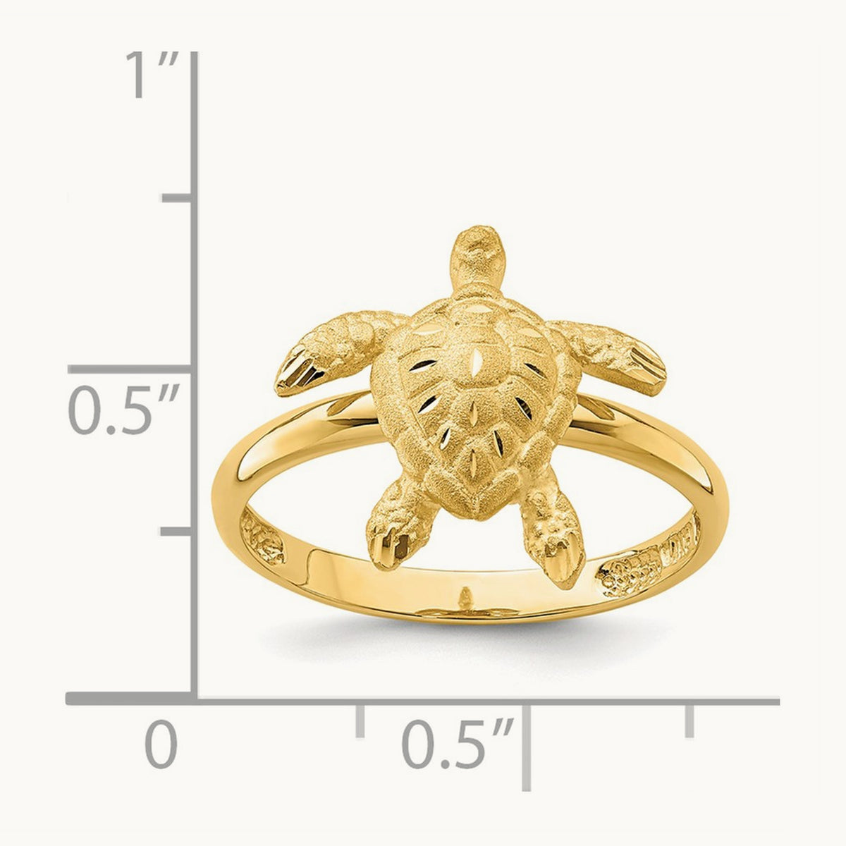 Brushed & Polished D/C Turtle Ring, 14K
