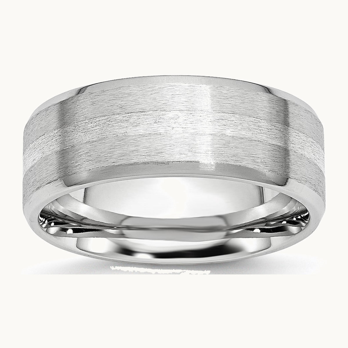 Cobalt Sterling Silver Inlay Satin and Polished Beveled Edge Band — photo set