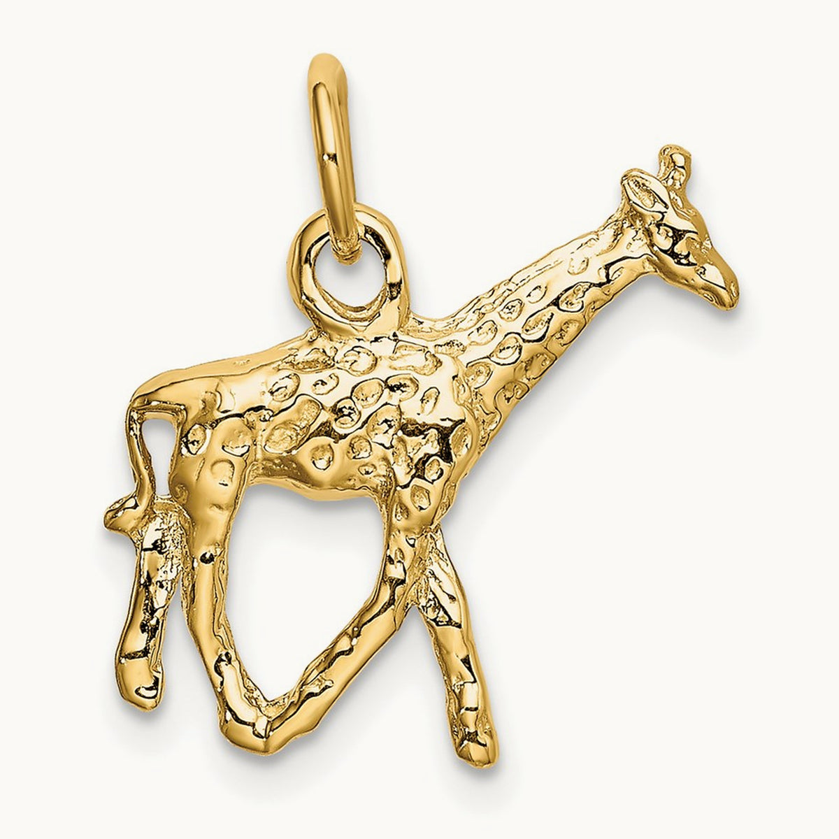 Solid Polished 3-D Giraffe Charm, 14K