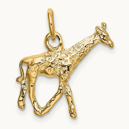 Solid Polished 3-D Giraffe Charm, 14K