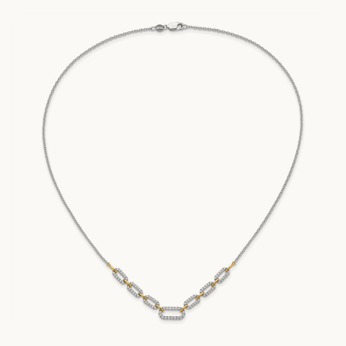 Fashion Link Necklace, 1.00 ct tw Lab-Grown Diamond — 14K Two-Tone