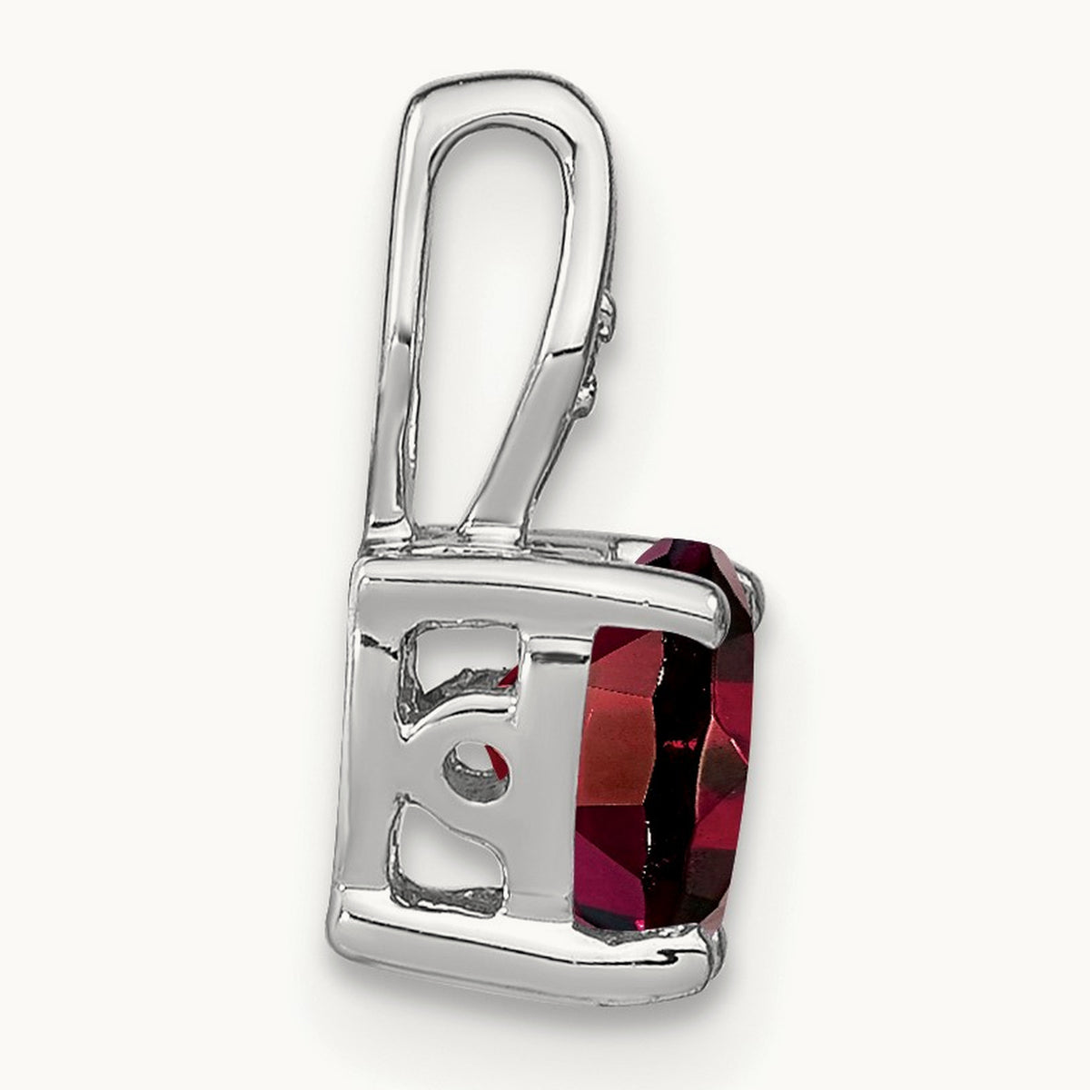 Heart Garnet and Diamond Pendant, 14K White Gold
