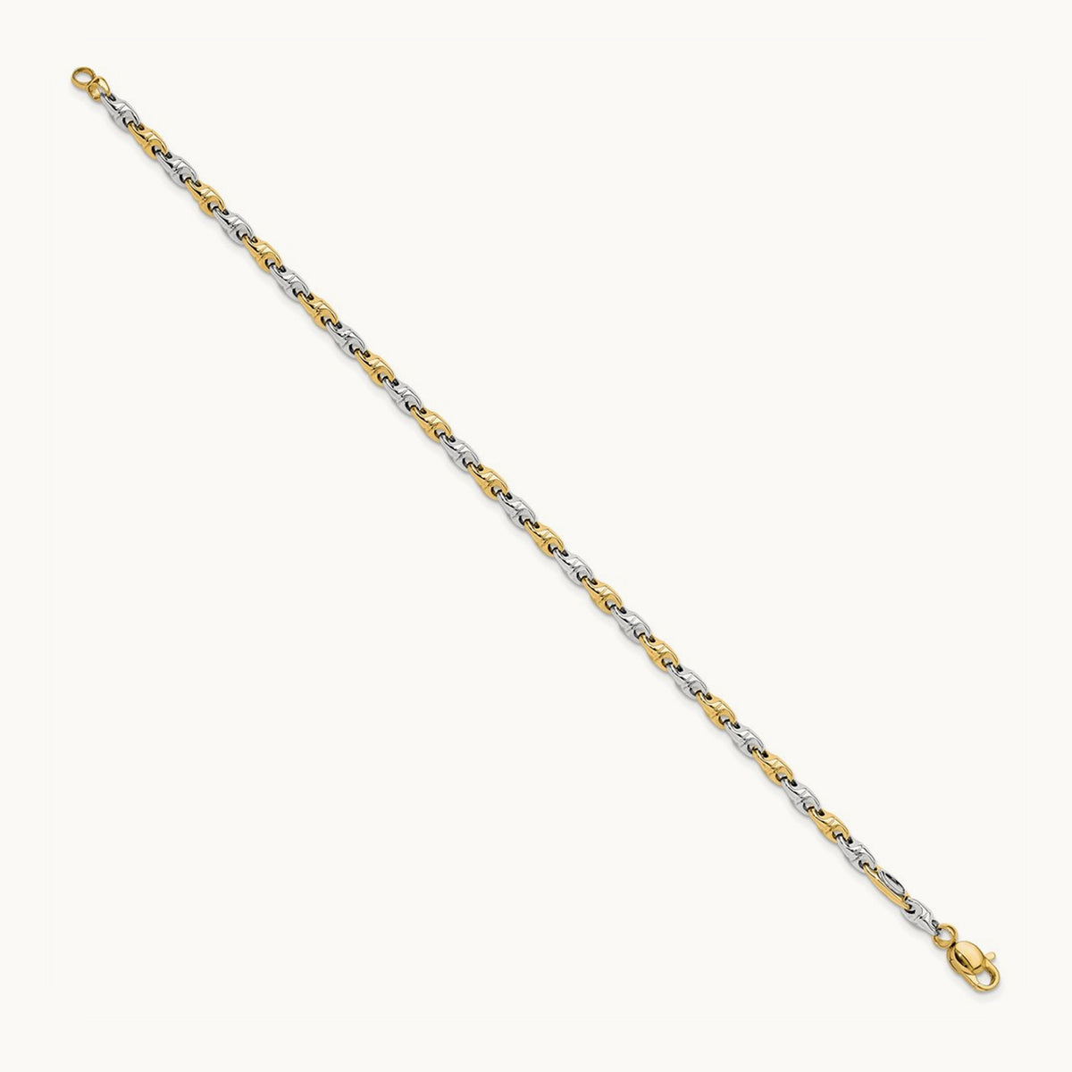Polished Fancy Link Bracelet, 14K Two-tone