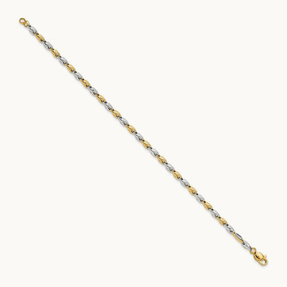 Polished Fancy Link Bracelet, 14K Two-tone