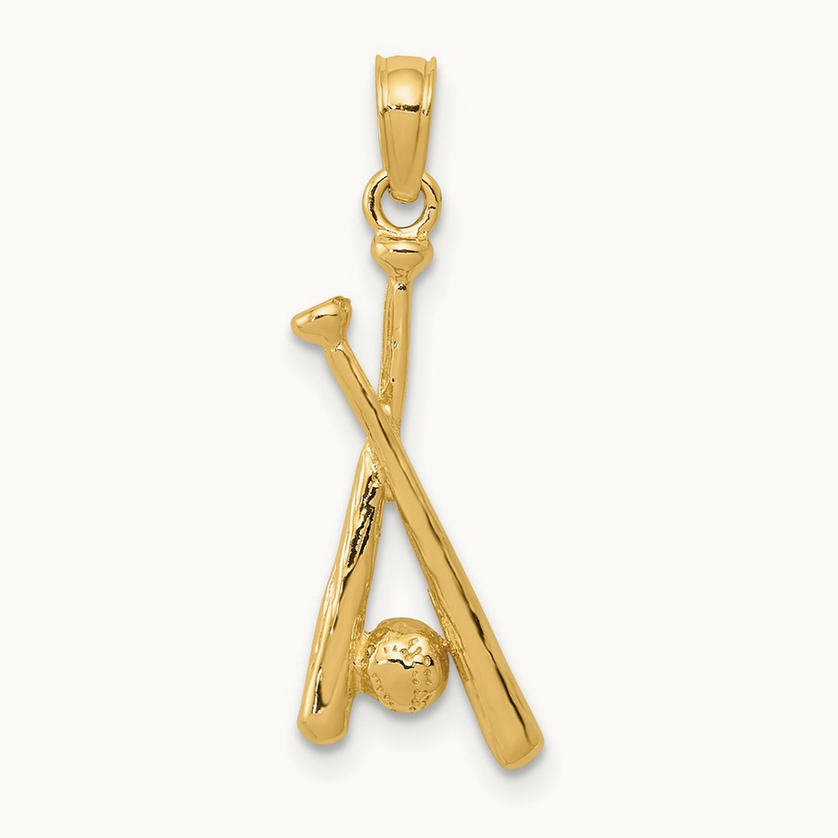 Polished Open-Backed Bats and Baseball Pendant — 24mm