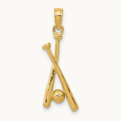 Polished Open-Backed Bats and Baseball Pendant — 24mm