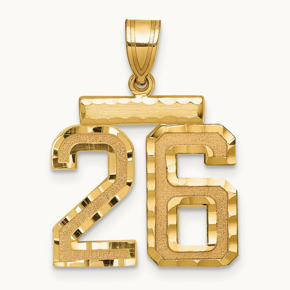 Medium Diamond-cut Number 26 Charm, 14K