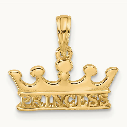 Polished PRINCESS Crown Charm, 14K