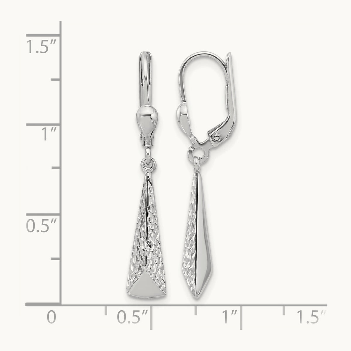 Polished/Textured Leverback Dangle Earrings, 10K White Gold — Leslie's